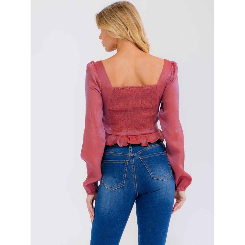 Peach Love California Corset Peplum Top